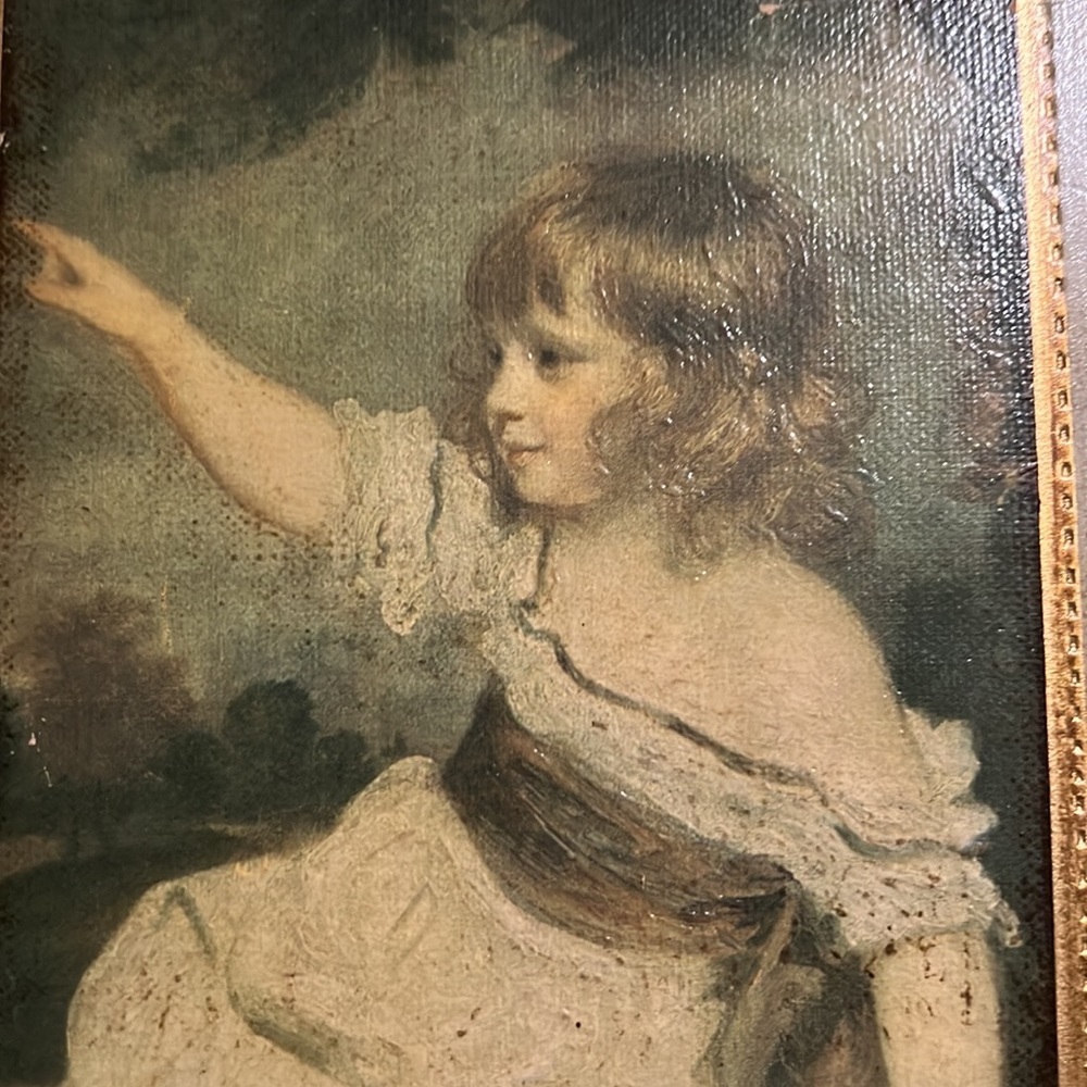 Vintage Panel Art: Young Girl pointing, by Jean Honoré Fragonard